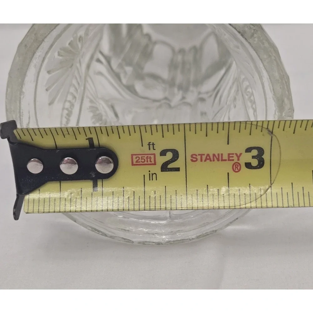 Vtg Clear Pressed Glass Pedestal Vase, Scalloped Fan Diamond Rim Footed Trumpet